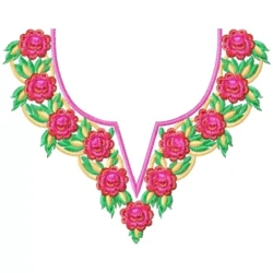 Red Rose Neckline Embroidery Design
