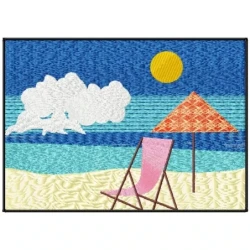Sea Beach Scene Embroidery Design