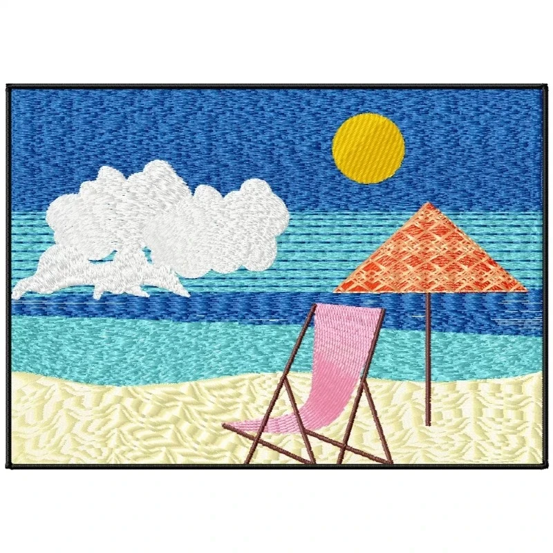Sea Beach Scene Embroidery Design