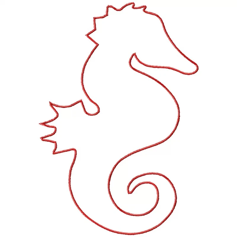 Sea Horse Embroidery Design Outline