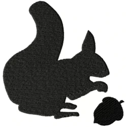 Silhouette Squirrel With Acorn Embroidery Design