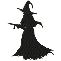 Silhouette Witch Broom Embroidery Design