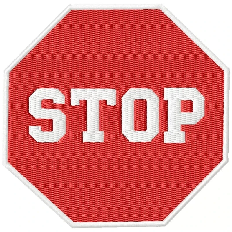 STOP Road Sign Embroidery Design