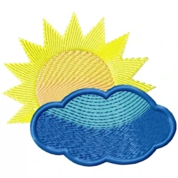 Sun With Cloudy Machine Embroidery Design