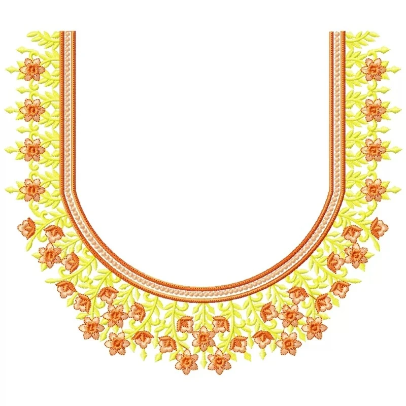 U Neckline Embroidery Design