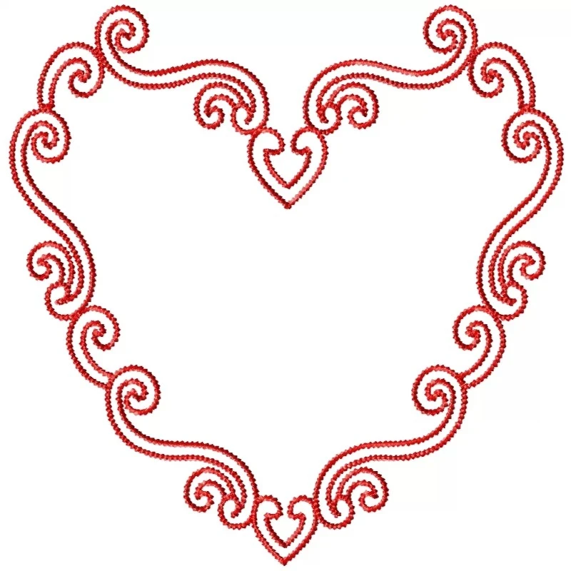 Valentine Love Hearts Outline Embroidery Design