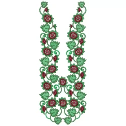Vintage Flowers Indian Neckline Embroidery Design