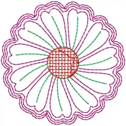 Vintage Outline Flower Embroidery Design
