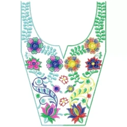 Leaves And Flowers Embroidery Neckline Design