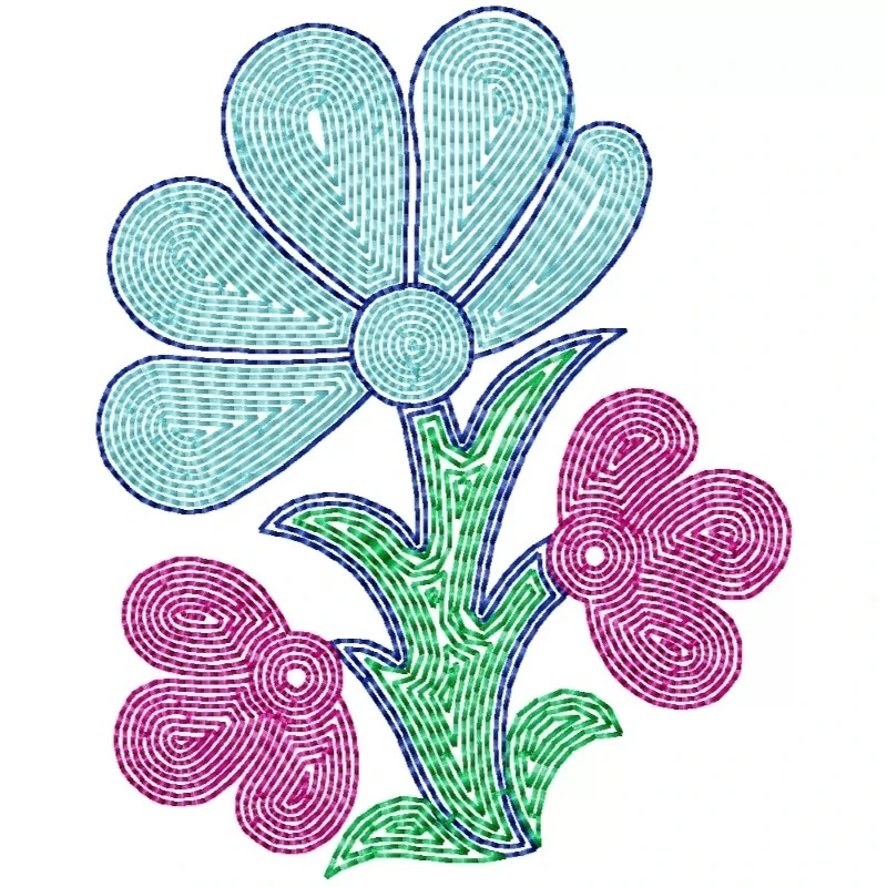 Lineart Funky Floral Machine Embroidery Design