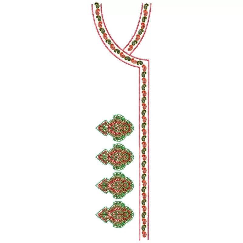 Long Neckline Butta Embroidery Design