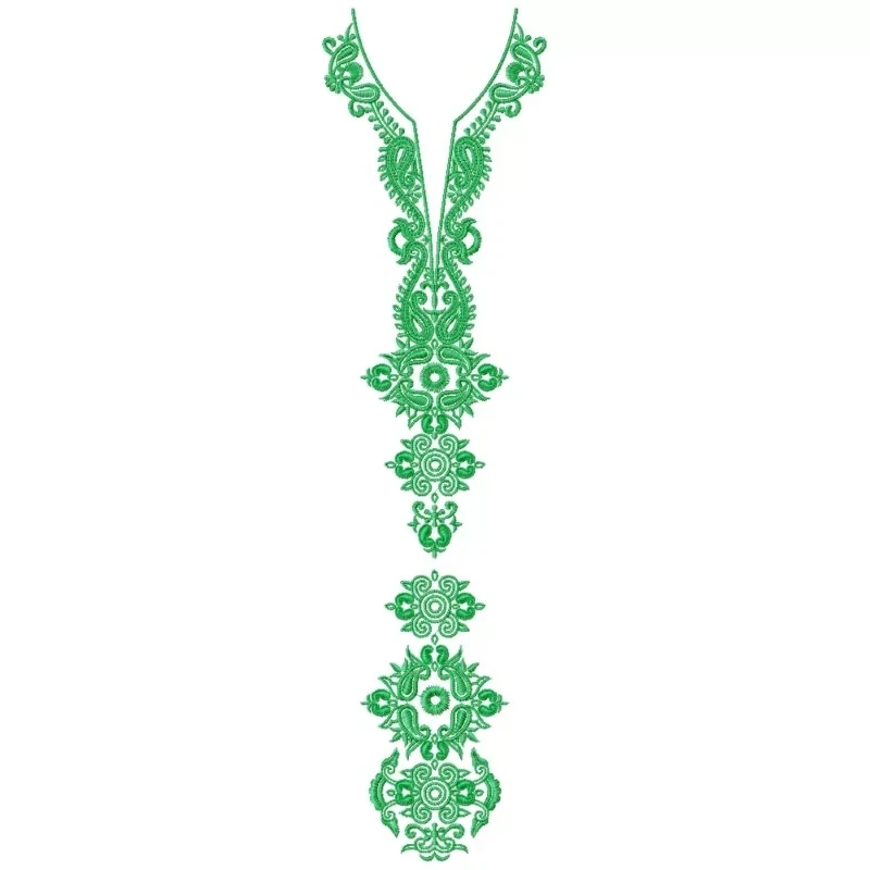 Long Neckline With Butta Embroidery Design Full