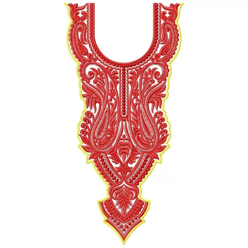 Long Paksitani Neckline Machine Embroidery Design