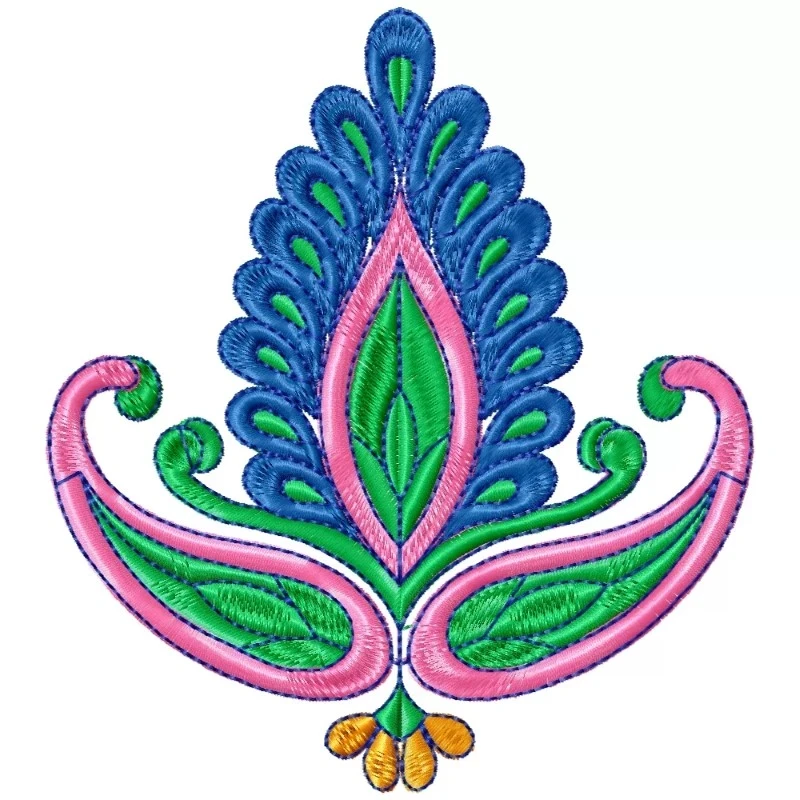 Lotus Type Paisley Floral Embroidery Design