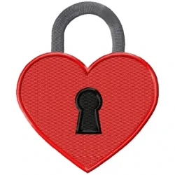 Love Lock Valentine Heart Embroidery Design