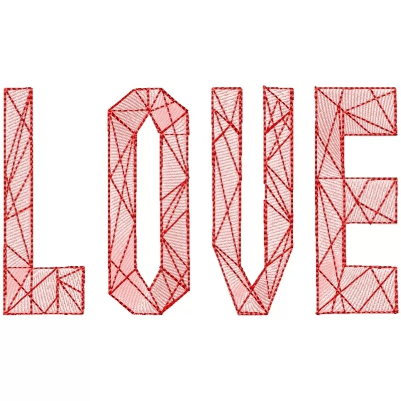 Love Quote With Daimond Outline Embroidery