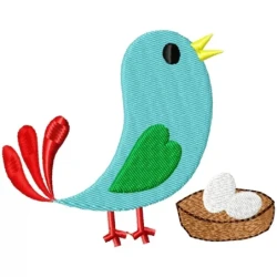 Lovely Bird With Eggs Embroidery Design
