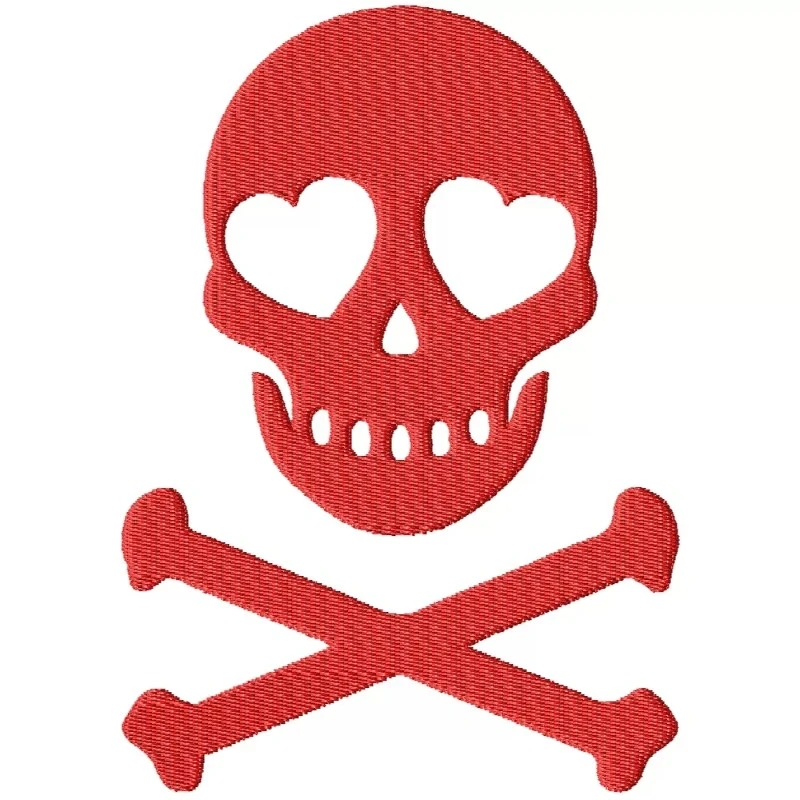 Lovely Skull Heart Embroidery Design