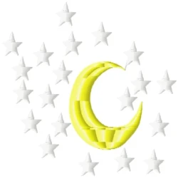 Moon With Lots Of Stars Embroidery Design