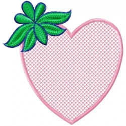 Motif Heart with Leaves Embroidery Design