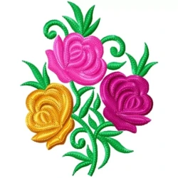 Multi Color Rose Flower Embroidery Design