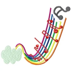 Musical Rainbow With Cloud Machine Embroidery Design