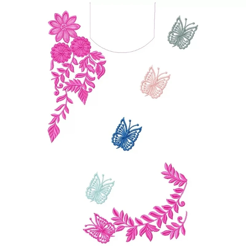 New Butterfly Full Kurti Top Machine Embroidery Design