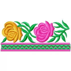New Rose Flower Embroidery Border 5x7 Design