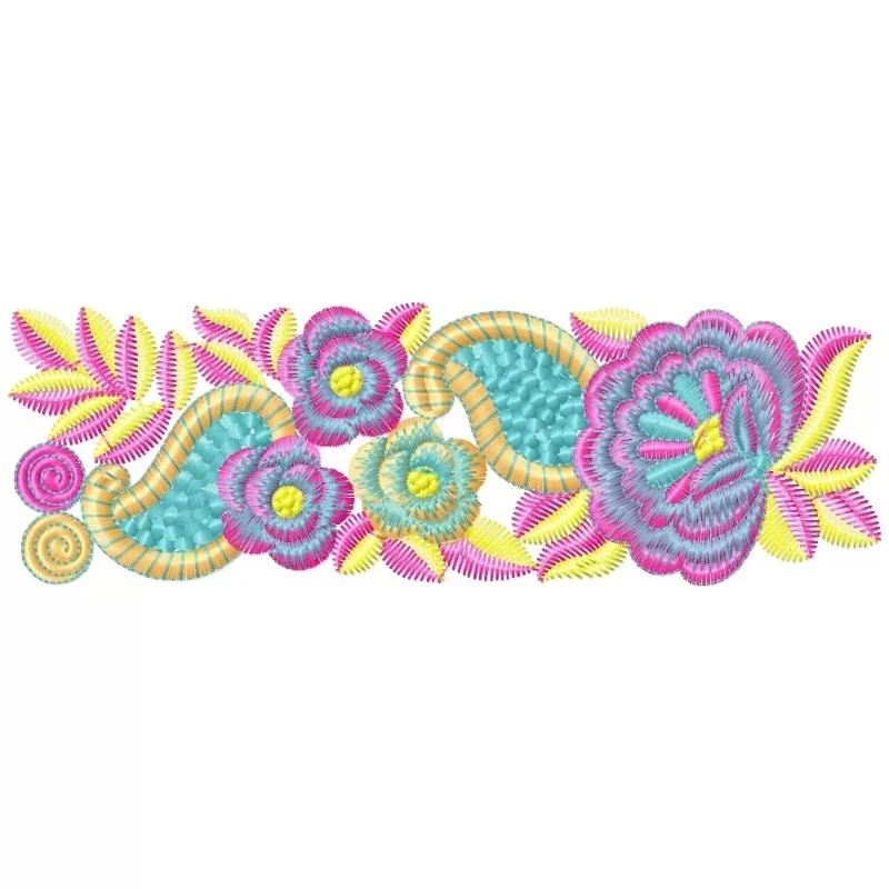 Nice Rose Flower Embroidery Border Design