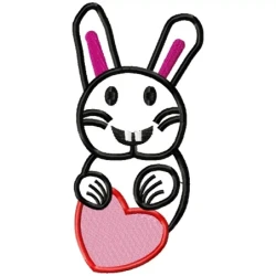 Outline Bunny Heart Embroidery Design