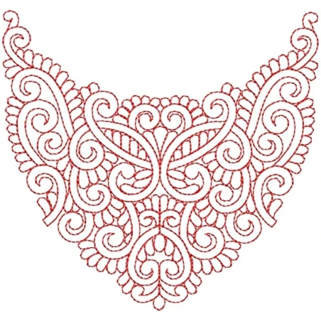 Outline Lineart Neckline Embroidery Design