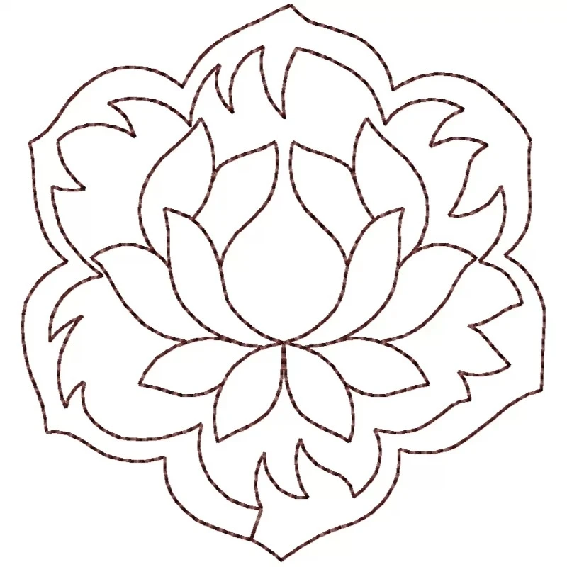 Outline Lotus Embroidery Design