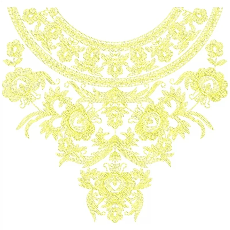 Outline Neckline Lineart Embroidery Design