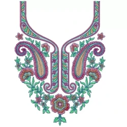 Paisley Neckline Embroidery Design In Sequin
