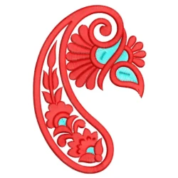 Red Large Paisley Floral Embroidery Design Freebie