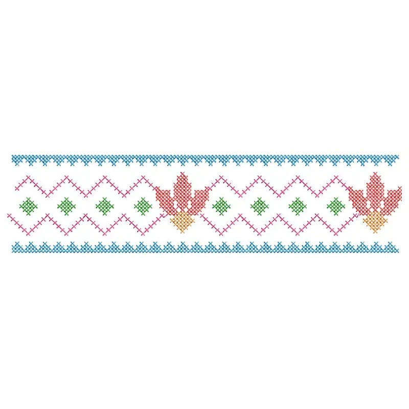 Cross Stitches Border Embroidery Design