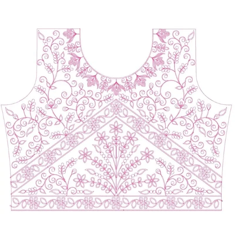 Line Art Neckline Embroidery Design Freebie