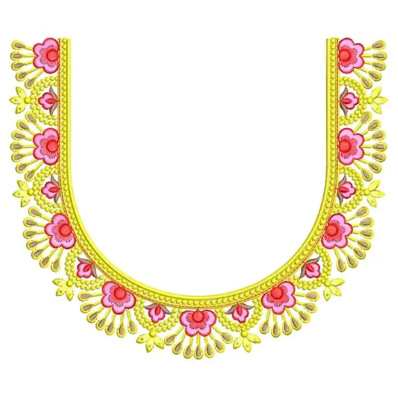 U Free Neckkline Embroidery Design
